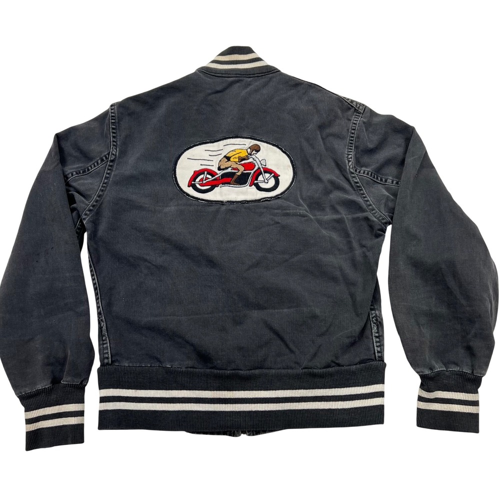 VTG 50s Turner Togs Canvas S Bomber Jacket 40s Motorcycle Club Patch Talon USA